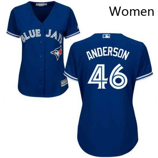 Womens Majestic Toronto Blue Jays 46 Brett Anderson Authentic Blue Alternate MLB Jersey